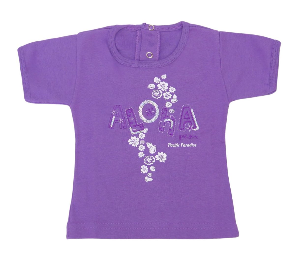 Remera Manga Corta con Bordado en Lentejuelas Aloha