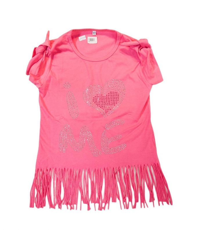 Remera Manga Corta con Flecos I Corazon ME con Tachas