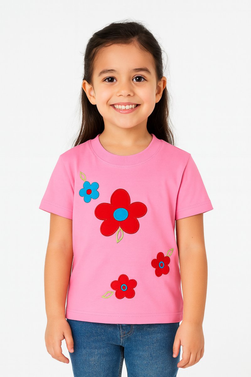 Remera Algodon Manga Corta Bordadas