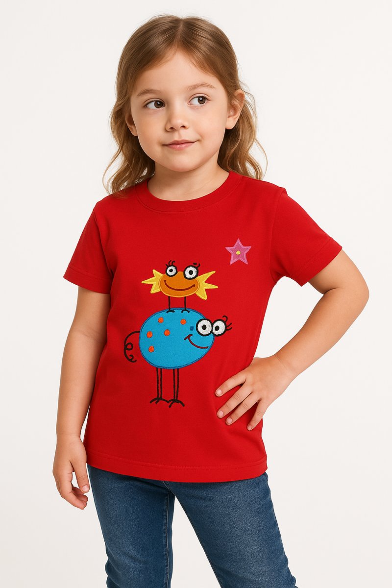 Remera Manga Corta Bordada Animalitos