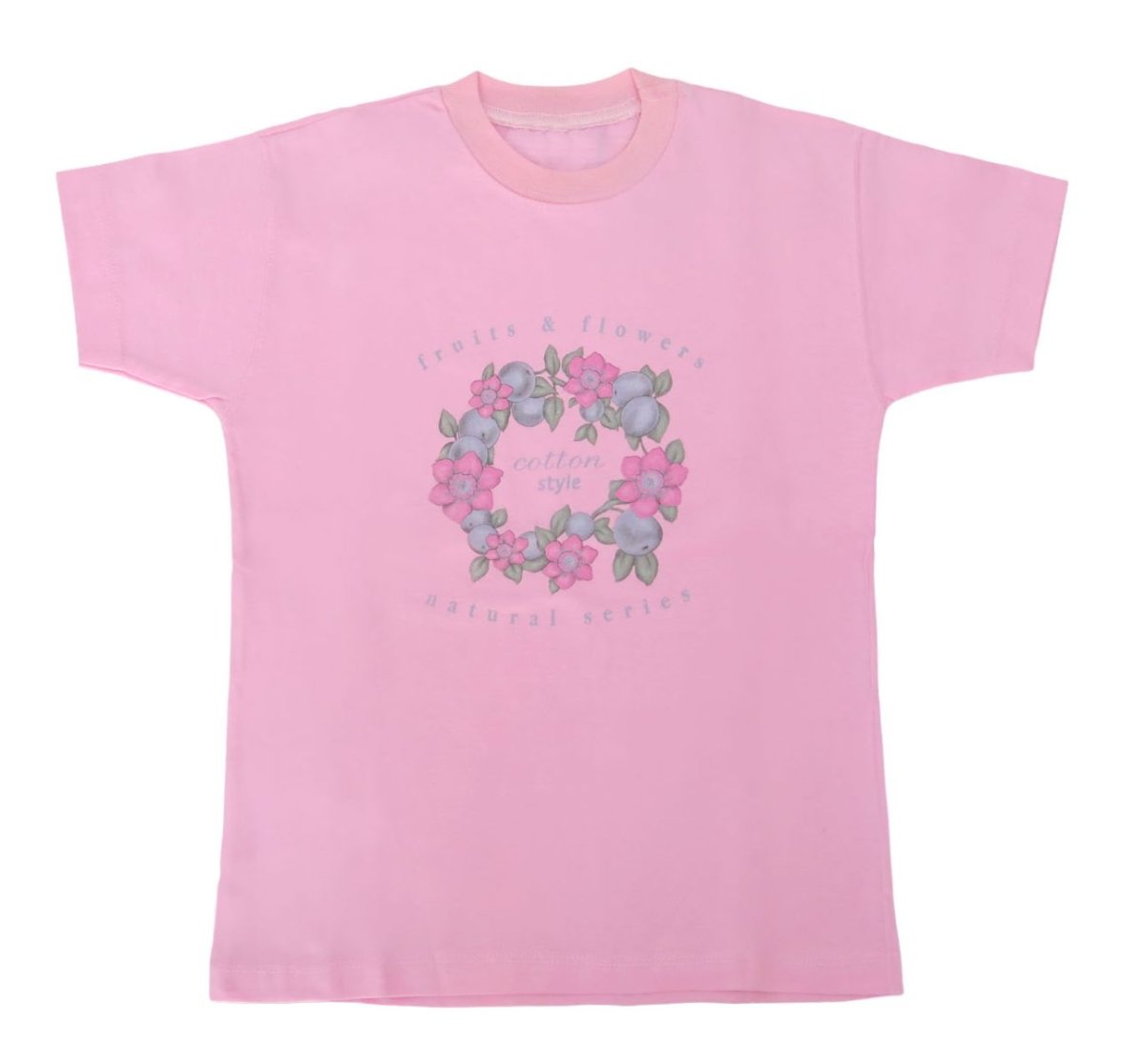 Remera Manga Corta Estampado Flores y Frutas