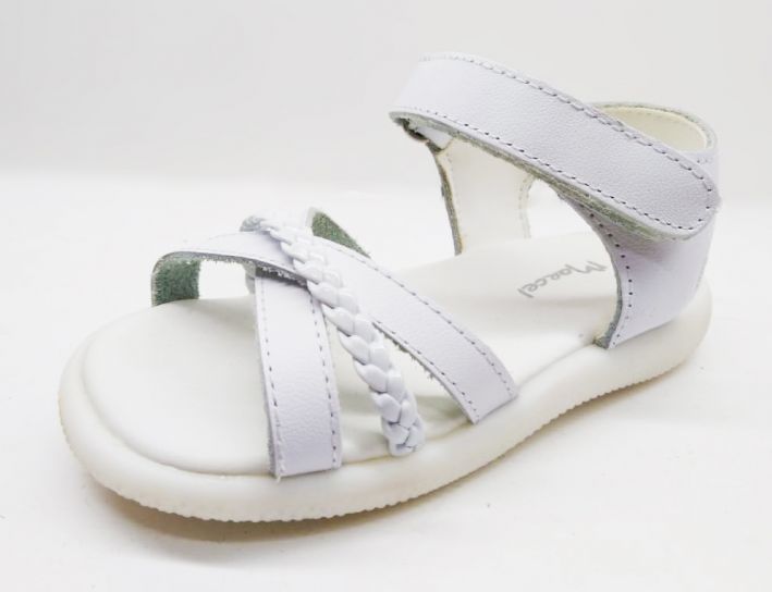 Sandalias de Cuero con Trenza y Velcro