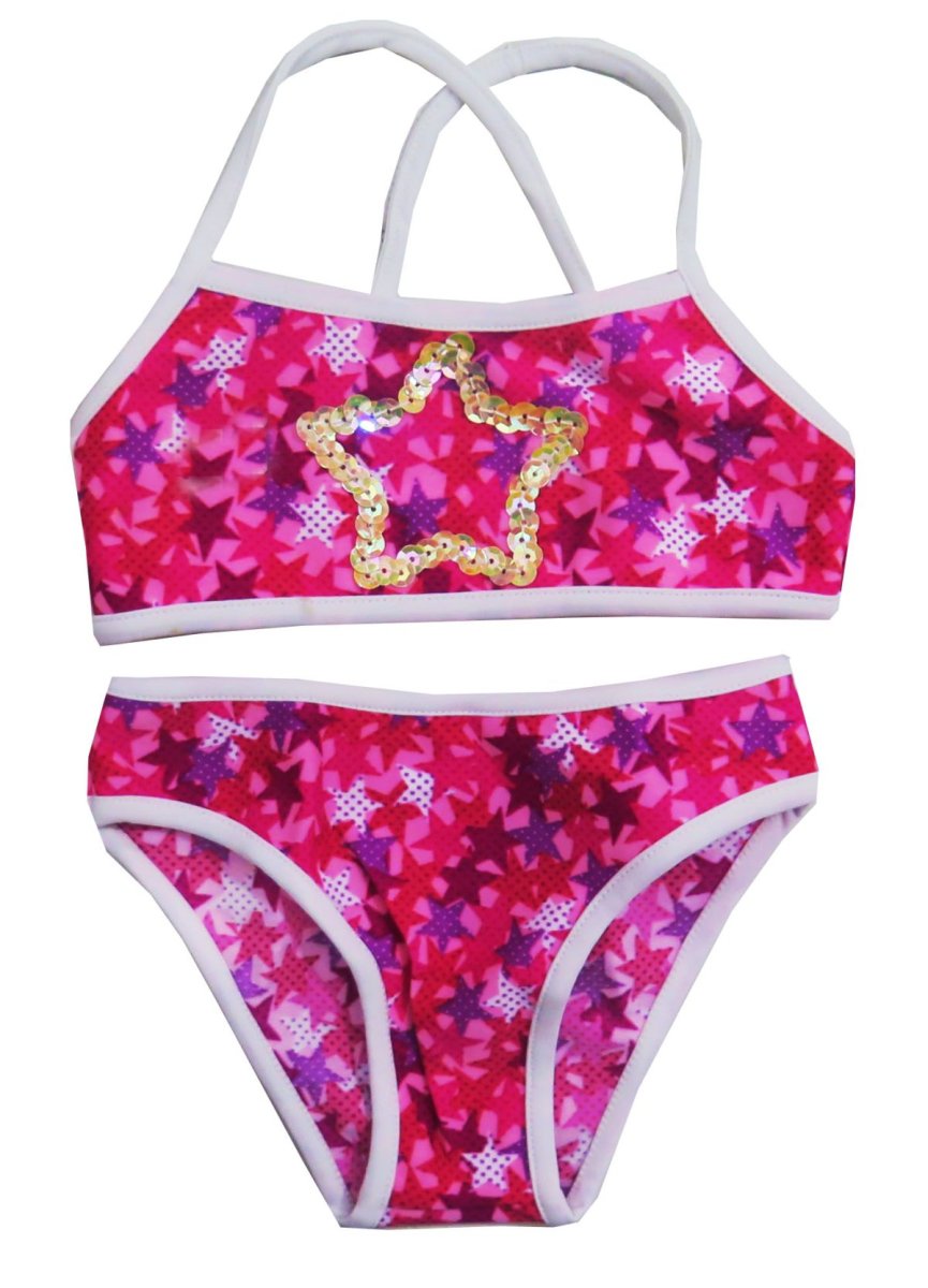 Malla de 2 Piezas Estampado y Bordada de Estrellas en Lentejuelas