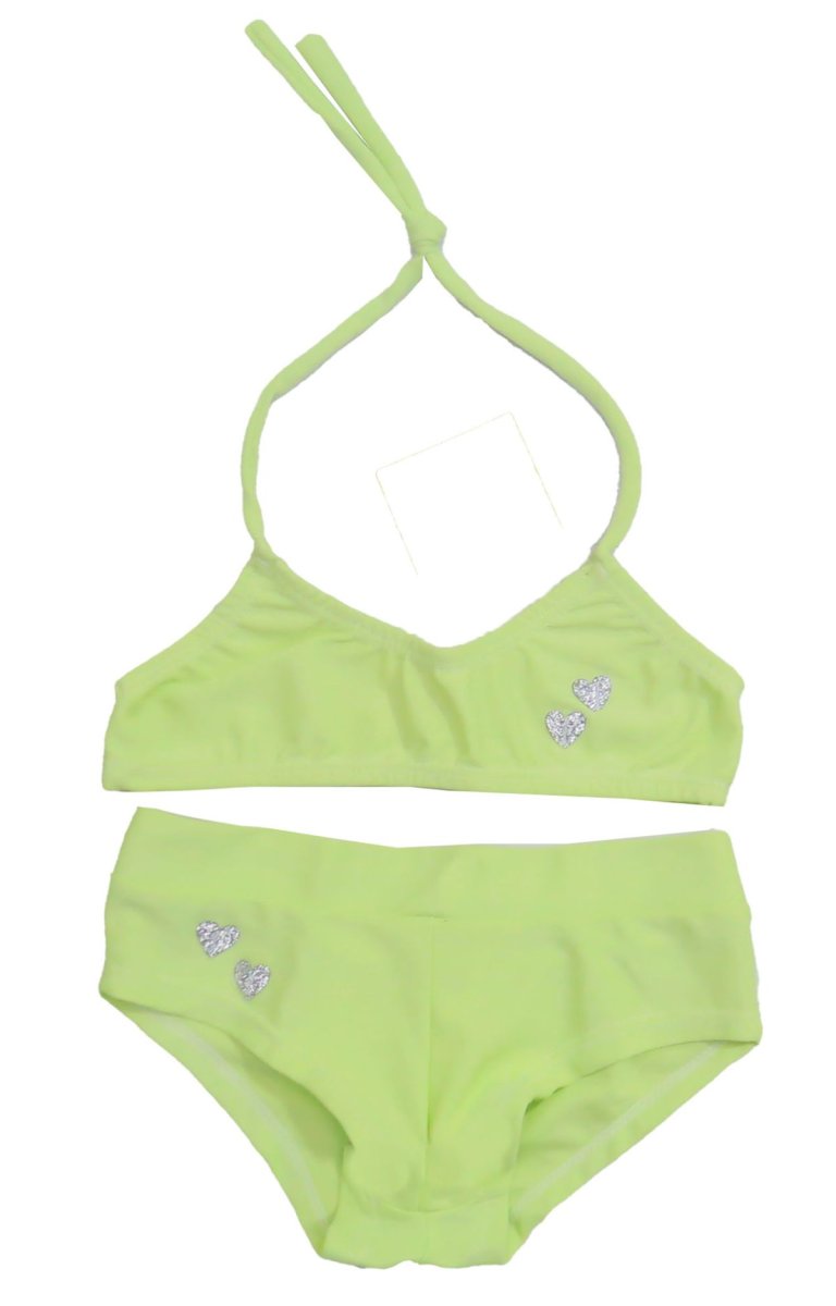 Malla de Baño 2 Piezas con Corazon de Glitter Bordados