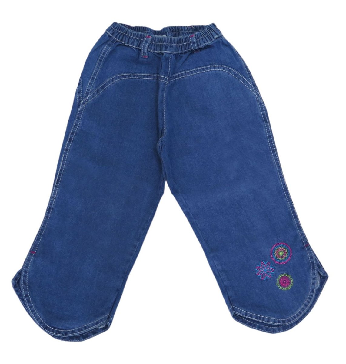 Pescadora de Jean con Flores Bordadas