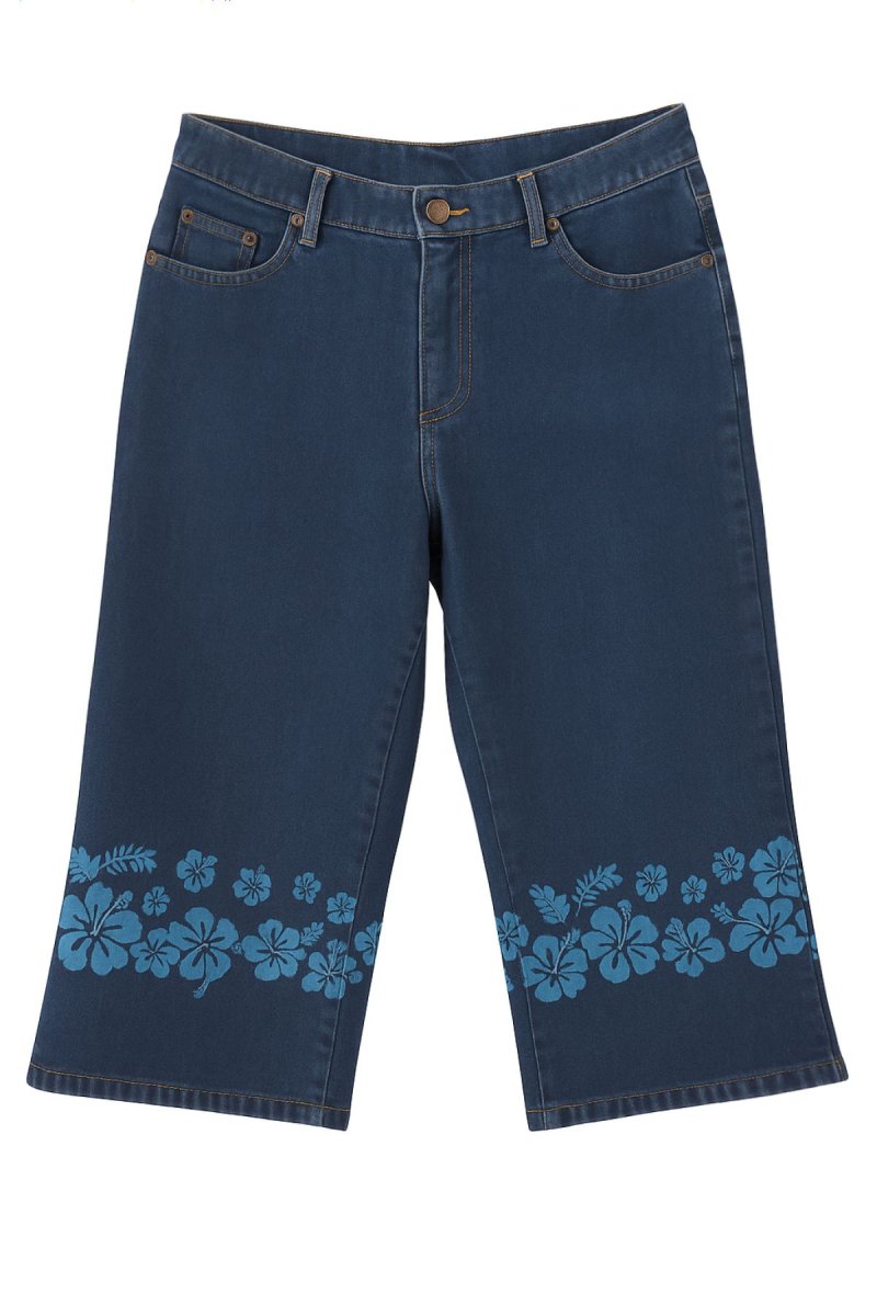 Pescadora de Jean con Botones Estampado Flores