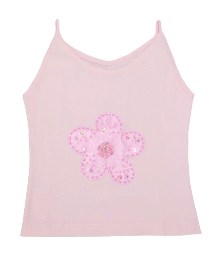 Remera Musculosa de Breteles con Aplique de Flor Lentejuelas y Canutillos