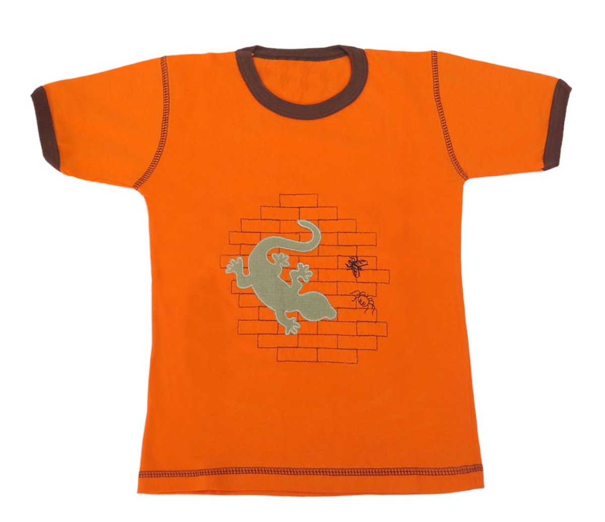 Remera Manga Corta con Bordado de Iguana