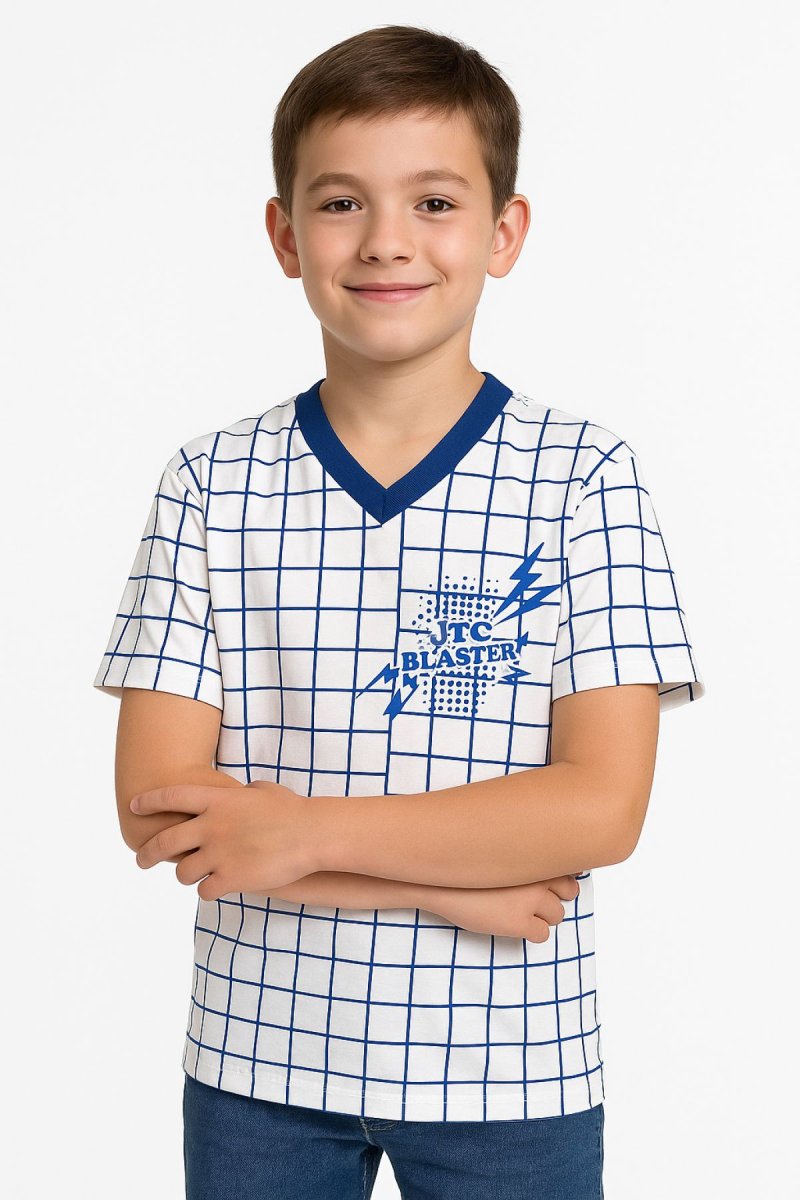 Remera Manga Corta Estampado Cuadriculado