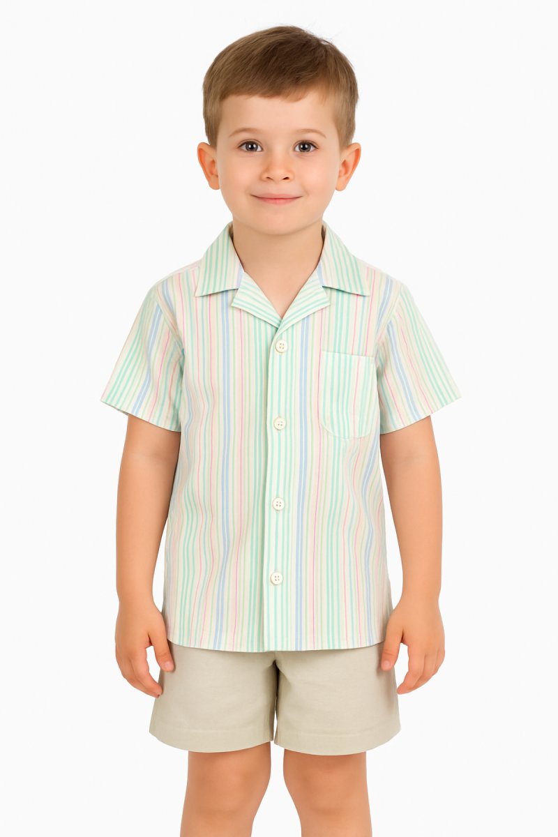 Camisa Manga Corta de Bambula Rayada