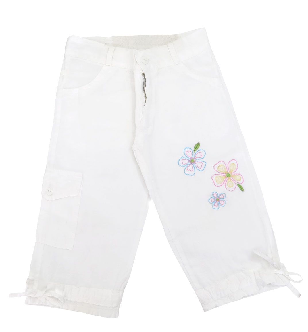 Pescadora de Tela con Flores Bordadas con Ajuste en el Ruedo