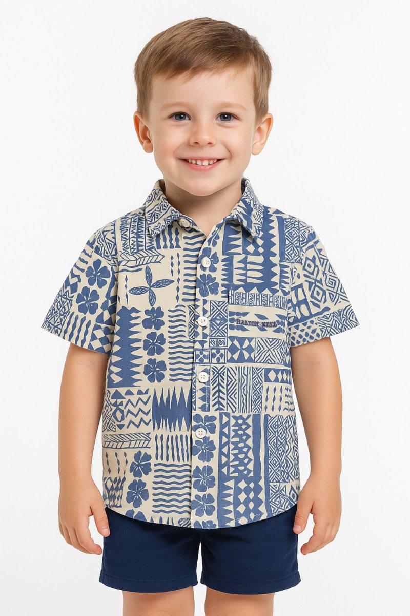 Camisa de Manga Corta Estampado Hojas