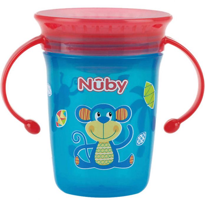 Vaso Antiderrame 360 Wonder Con Asas Mono y Palmeras