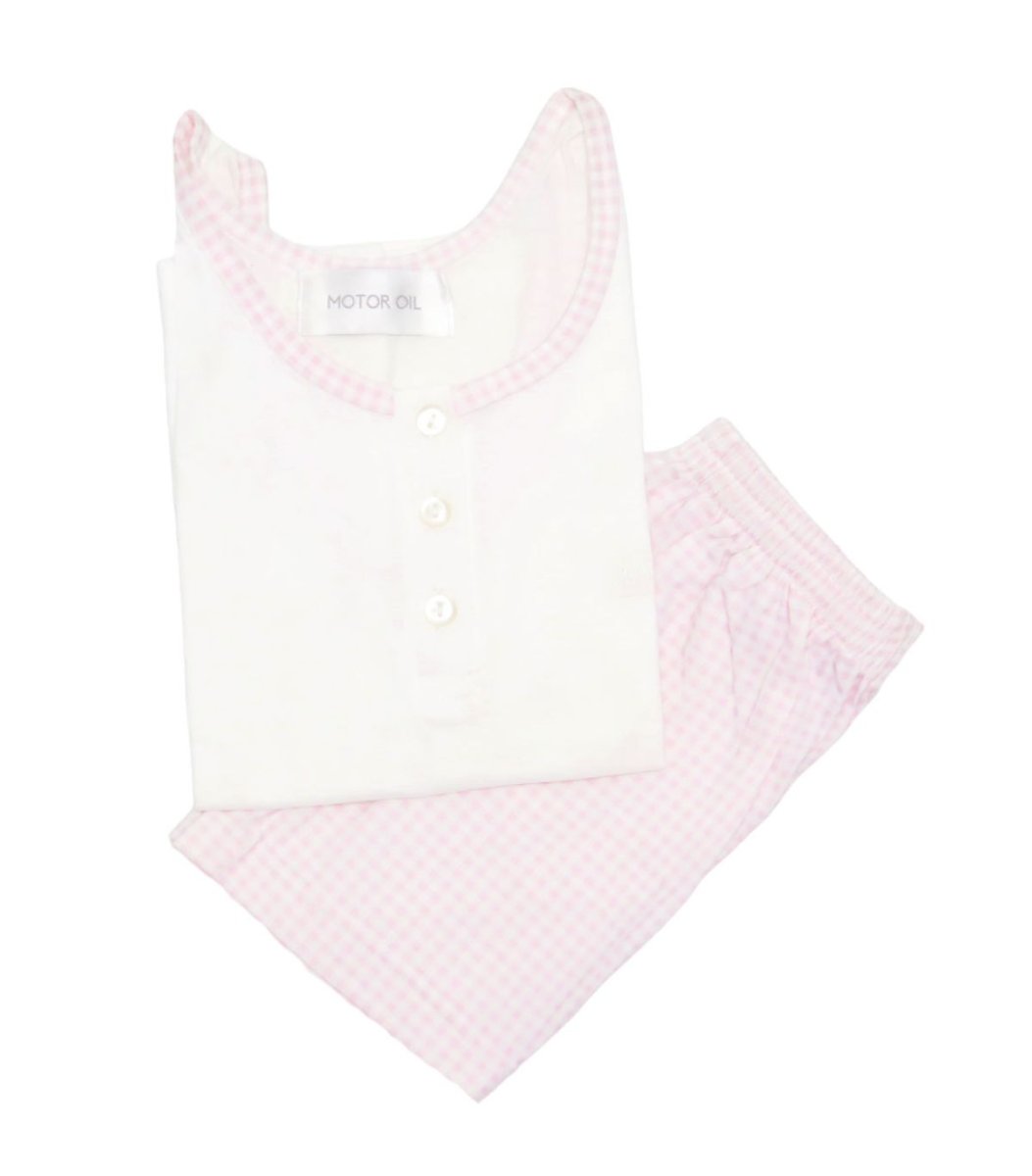 Pijama Verano Remera Musculosa y Short con Estampado Cuadrille