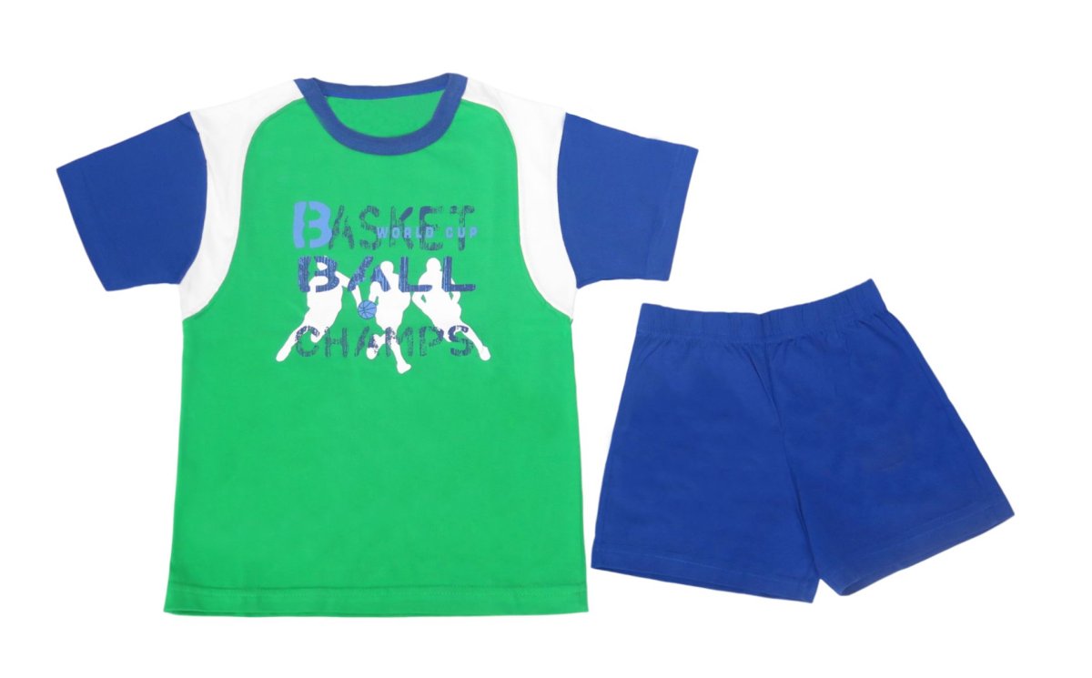 Pijama Verano Remera Manga Corta y Short Estampado Basket Ball