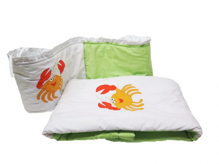 Acolchado Cuna Funcional con Chichonera Bordado de Cangrejo