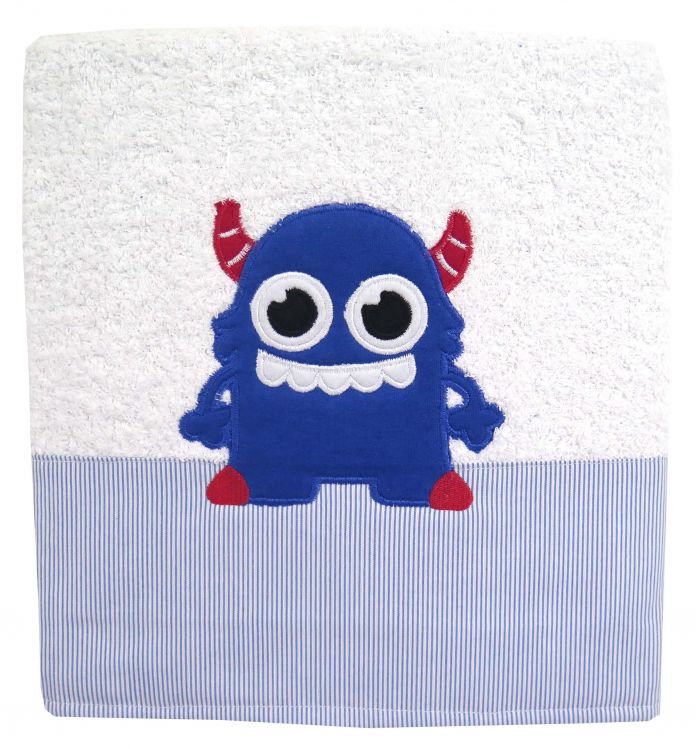 Toallon Infantil Con Guarda Rayada Y Bordado