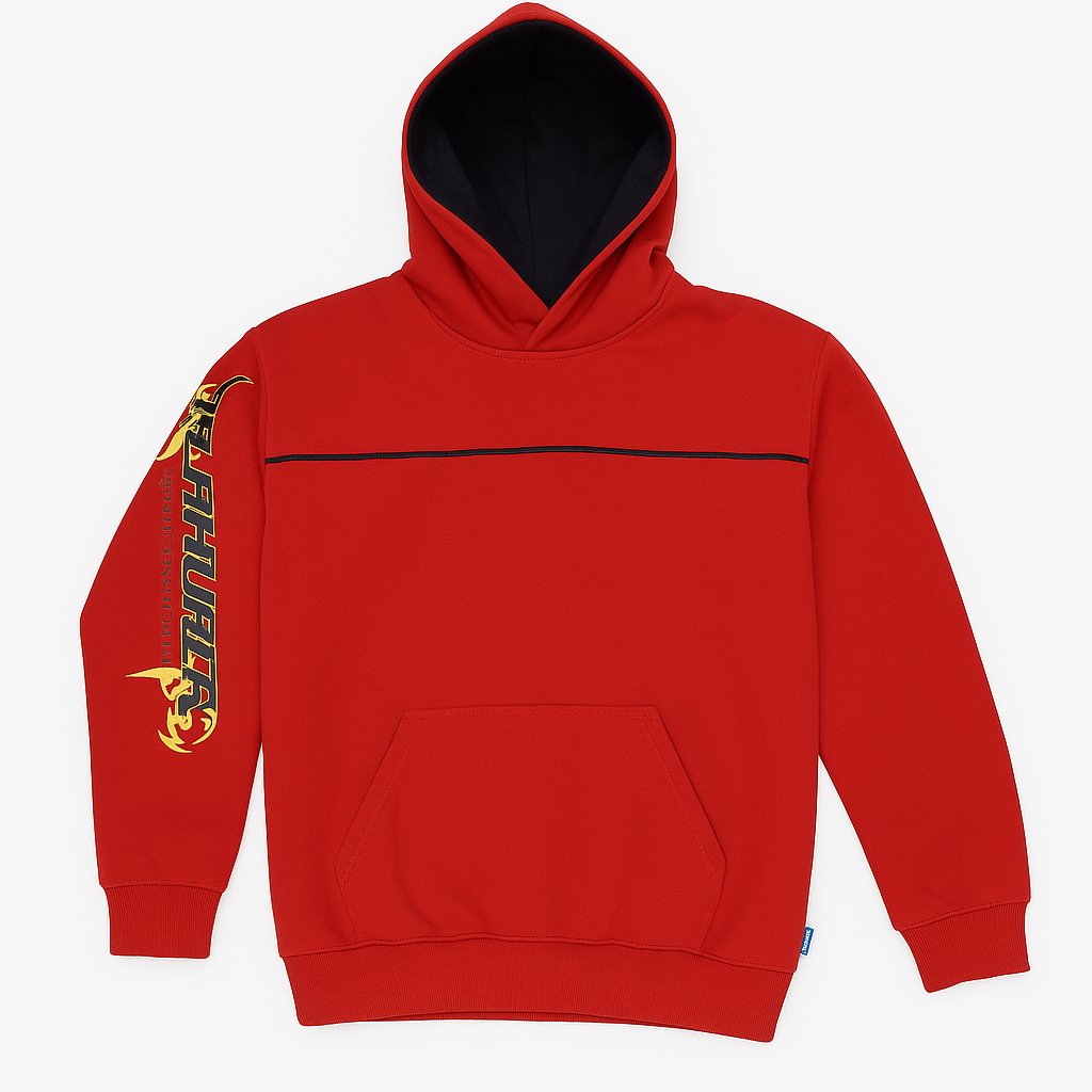 Buzo Frizado con Capucha con Estampado de Dragon en la Espalda