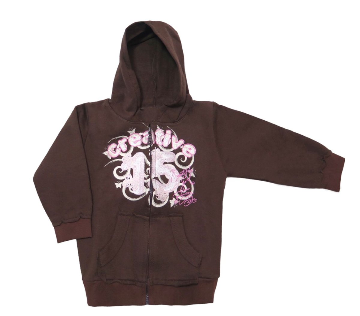 Campera de Algodon Frizado con Capucha Estampado Creative con Glitter