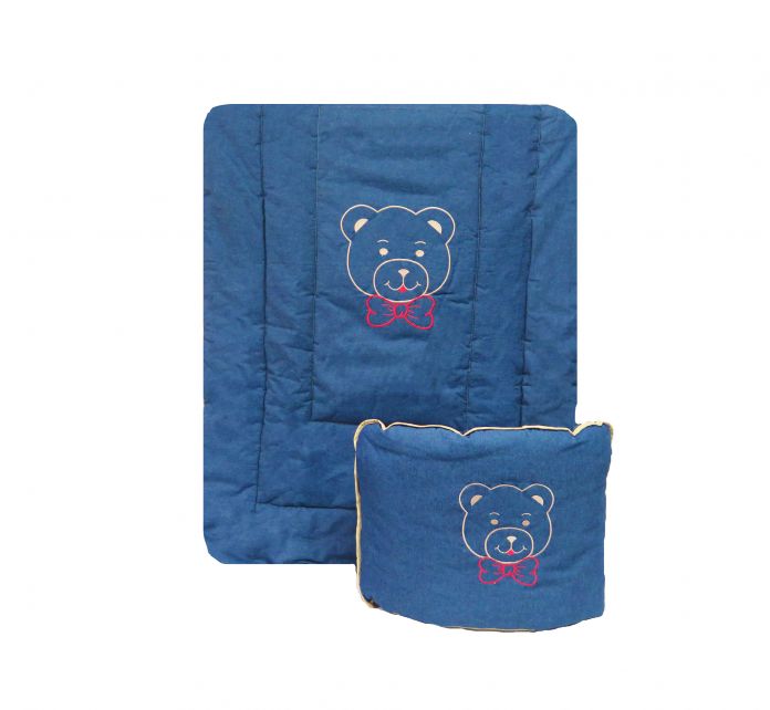 Acolchado de Cuna con Chichonera Reversible Oso Bordado - Esoces