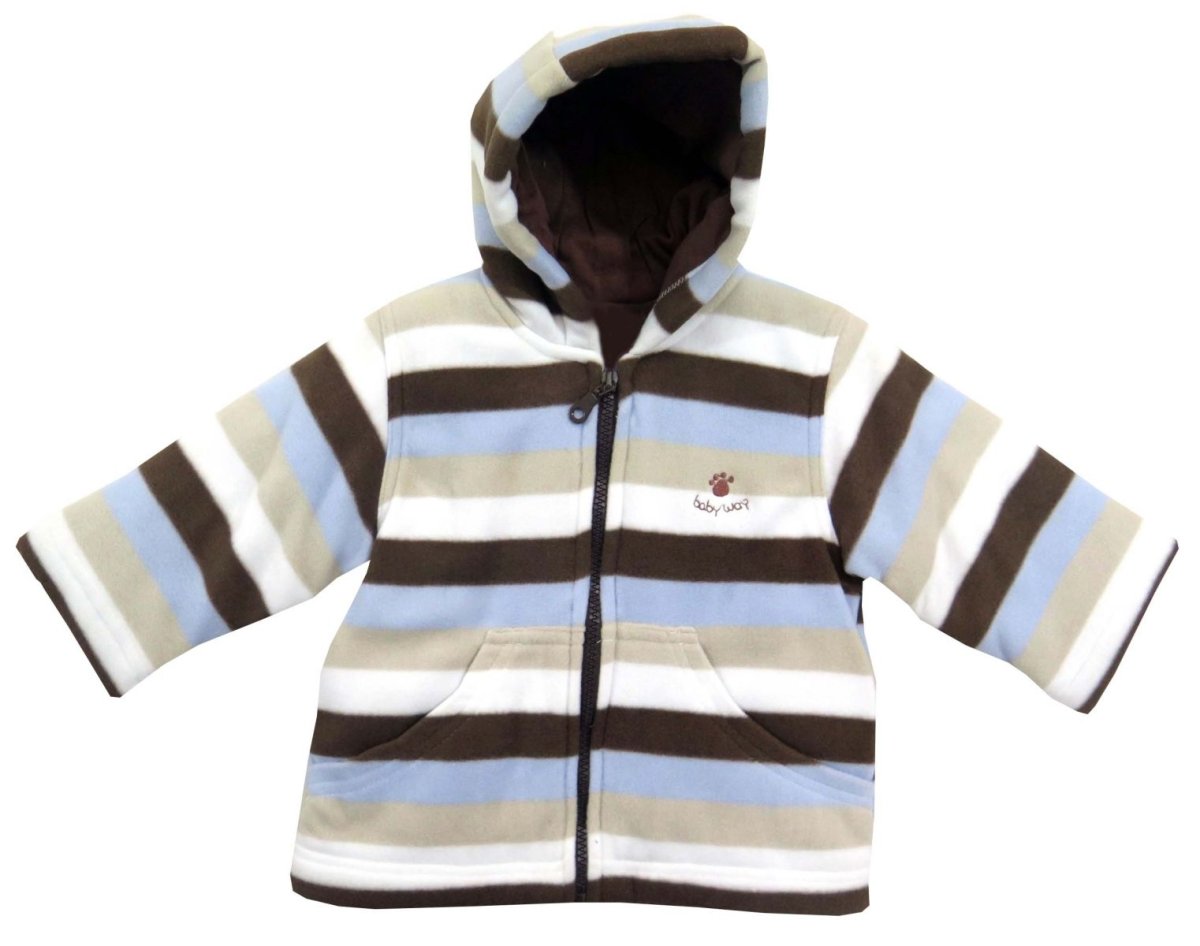 Campera de Polar con Wata y Capucha Estampado Rayado