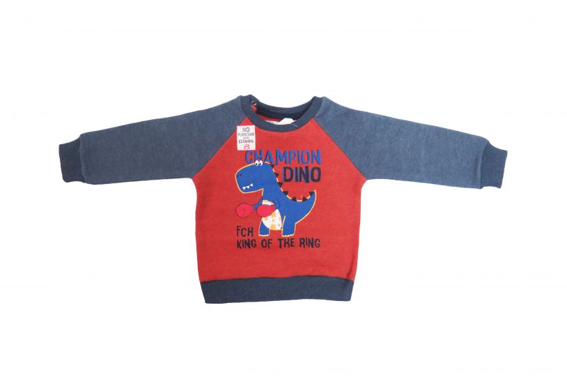 Buzo sin Capucha Friza Estampado Dinosaurio