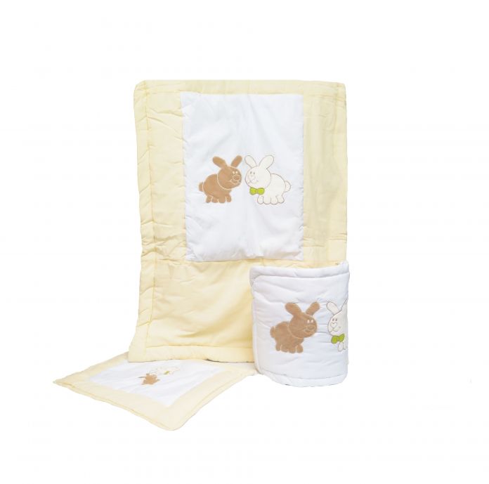 Acolchado Cuna con Chichonera Bordado Conejos