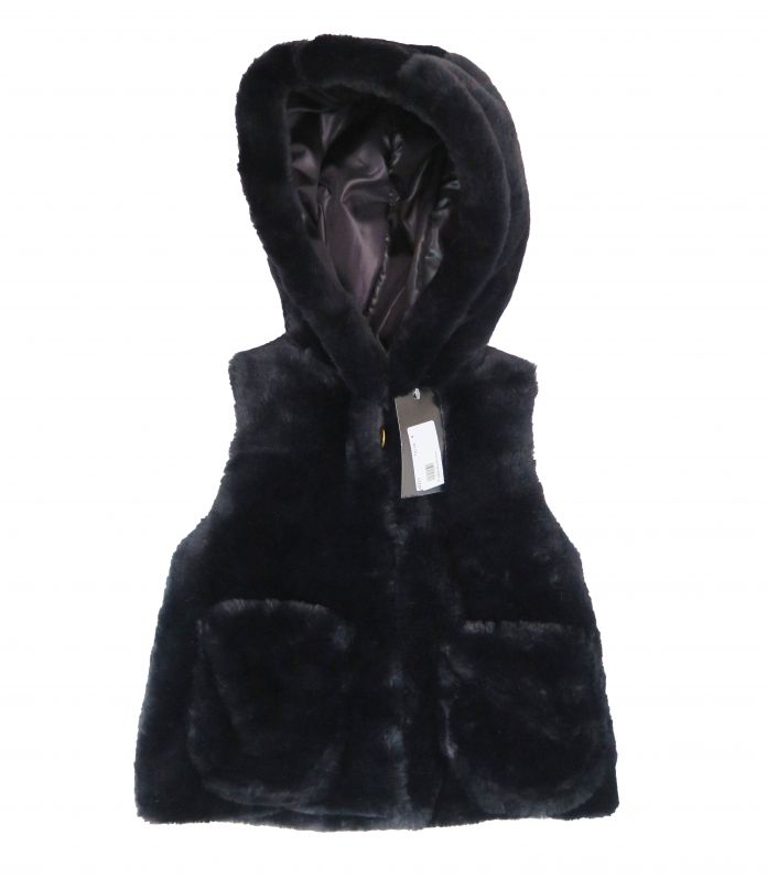 Chaleco de Piel con Capucha