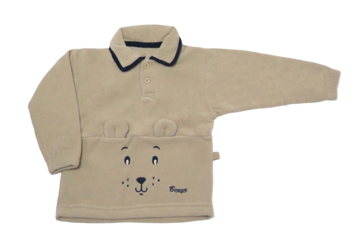 Buzo Polar con Oso Bordado y Aplique de Orejitas