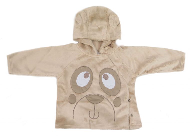 Campera Buzo Piel Bordado Abierta al Costado