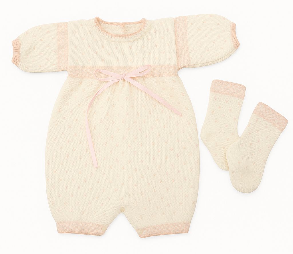 Enterito Tejido sin Pie Bordado Pintitas - Incluye Soquetes