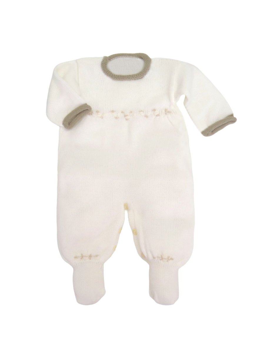 Enterito con Pie Tejido con Flores Bordada