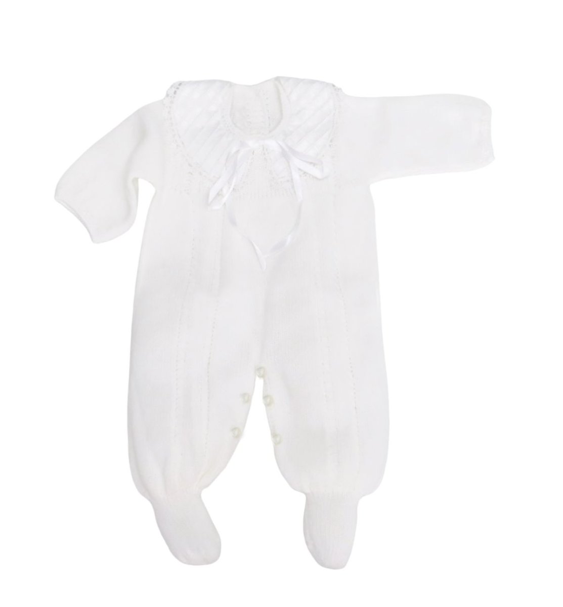 Enterito con Pie Tejido Cuello Baby Bordado