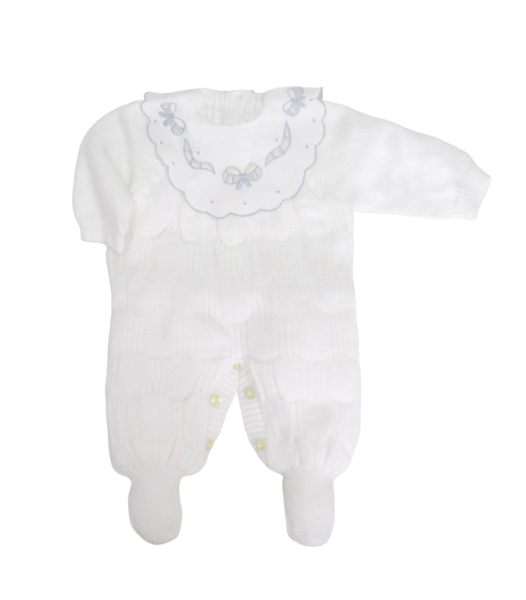 Enterito Tejido con Pie con Cuello Baby Bordado Moños