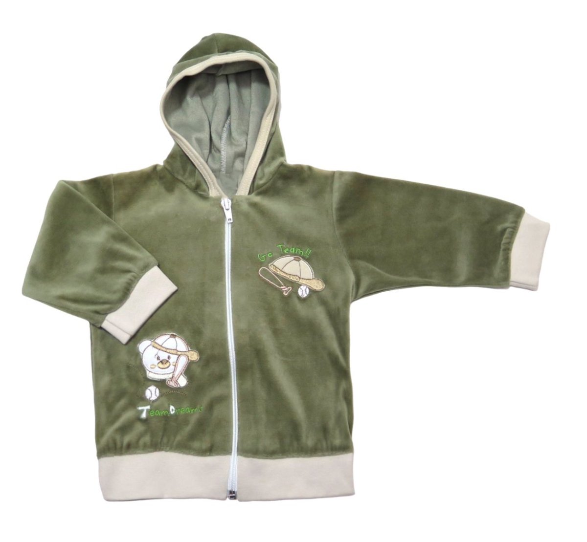 Campera plush bordado con oso y bate de baseball