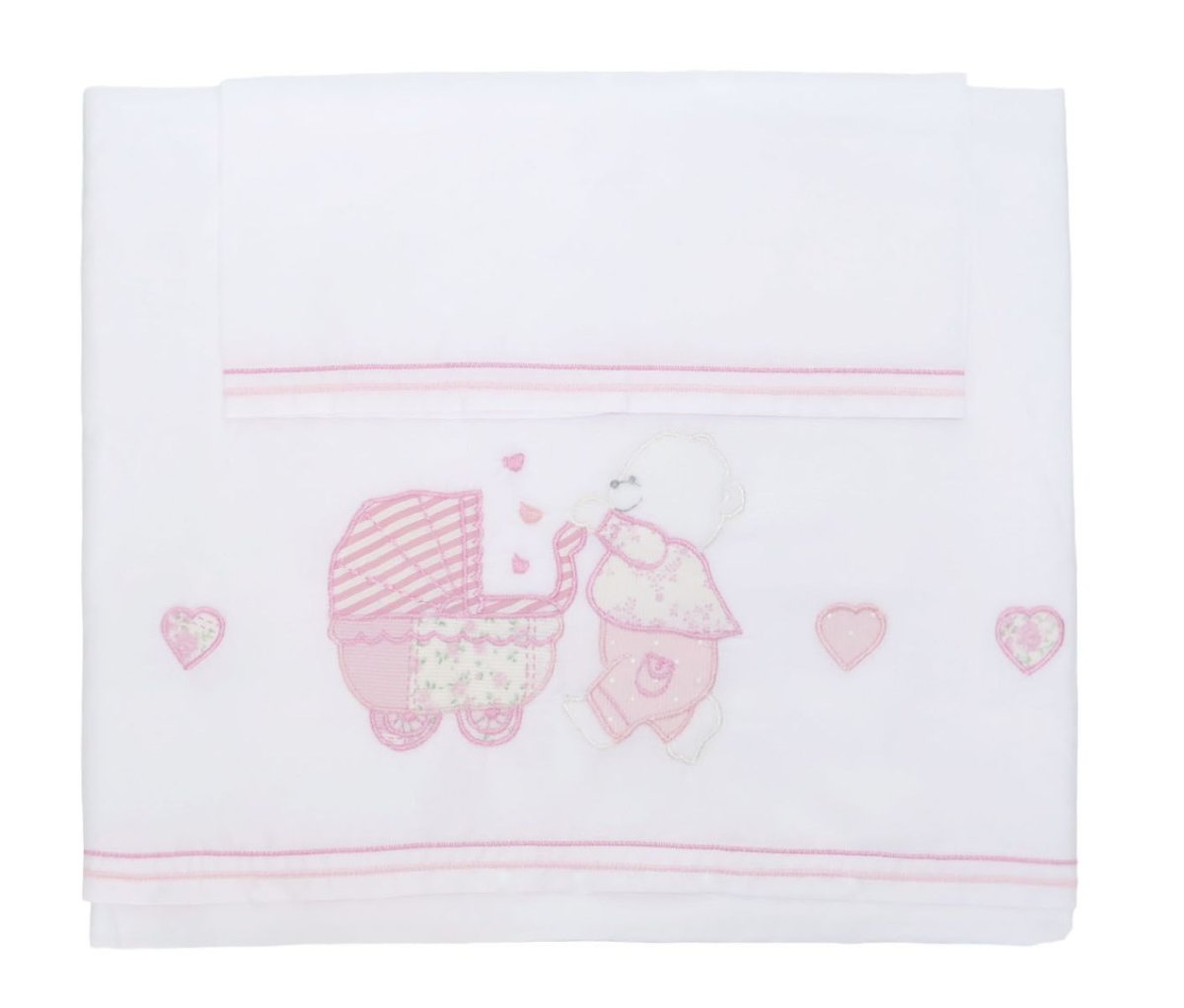 Sabana Algodón Bordada Alta Calidad Cuna - 3 Piezas