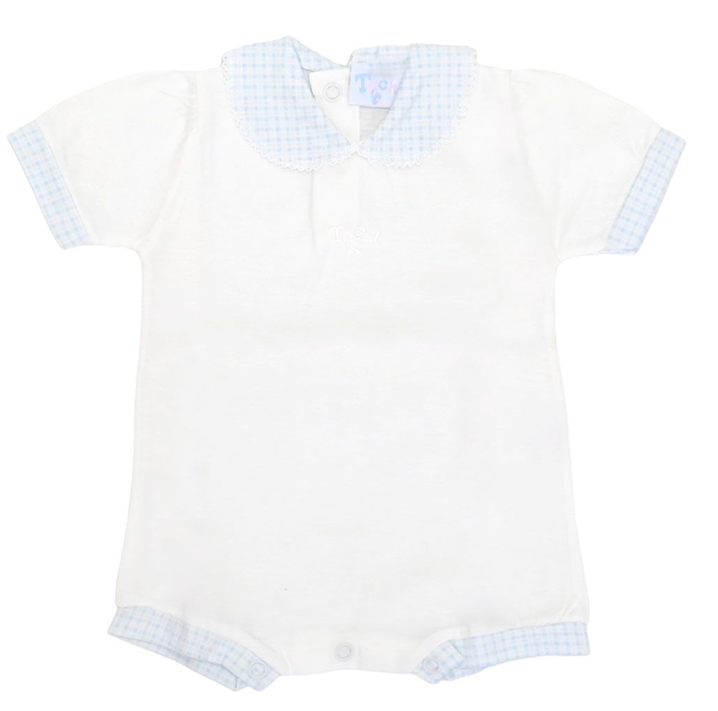 Body Manga Corta con Cuello Baby Estampado Cuadros