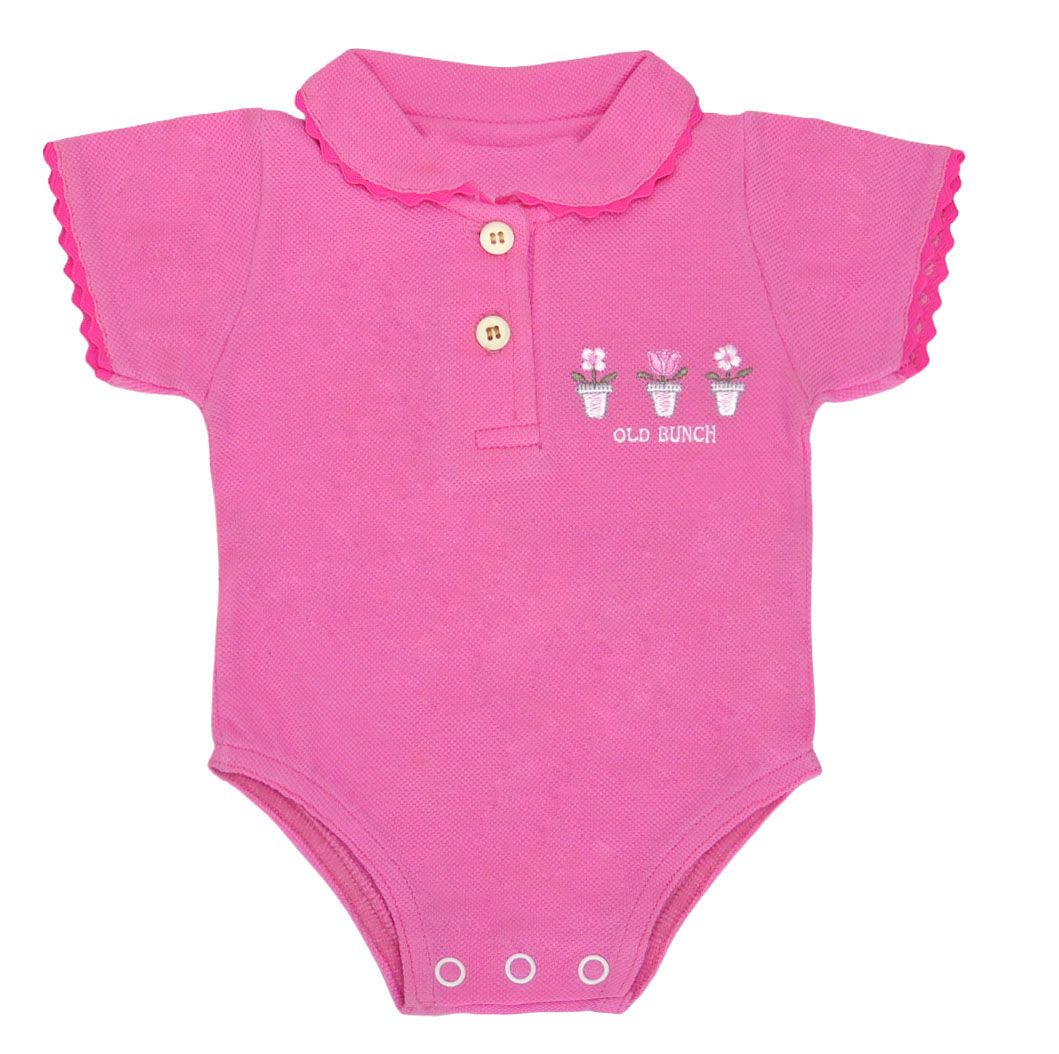 Body de Pique Manga Corta Bordado Flores