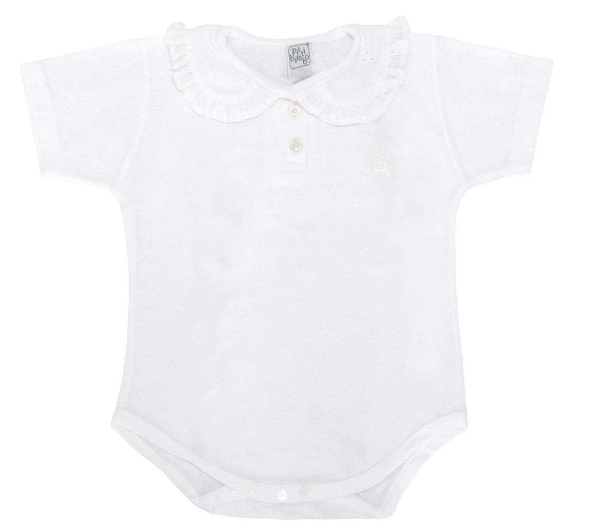 Body de Pique Manga Corta Cuello Chomba con Broderie