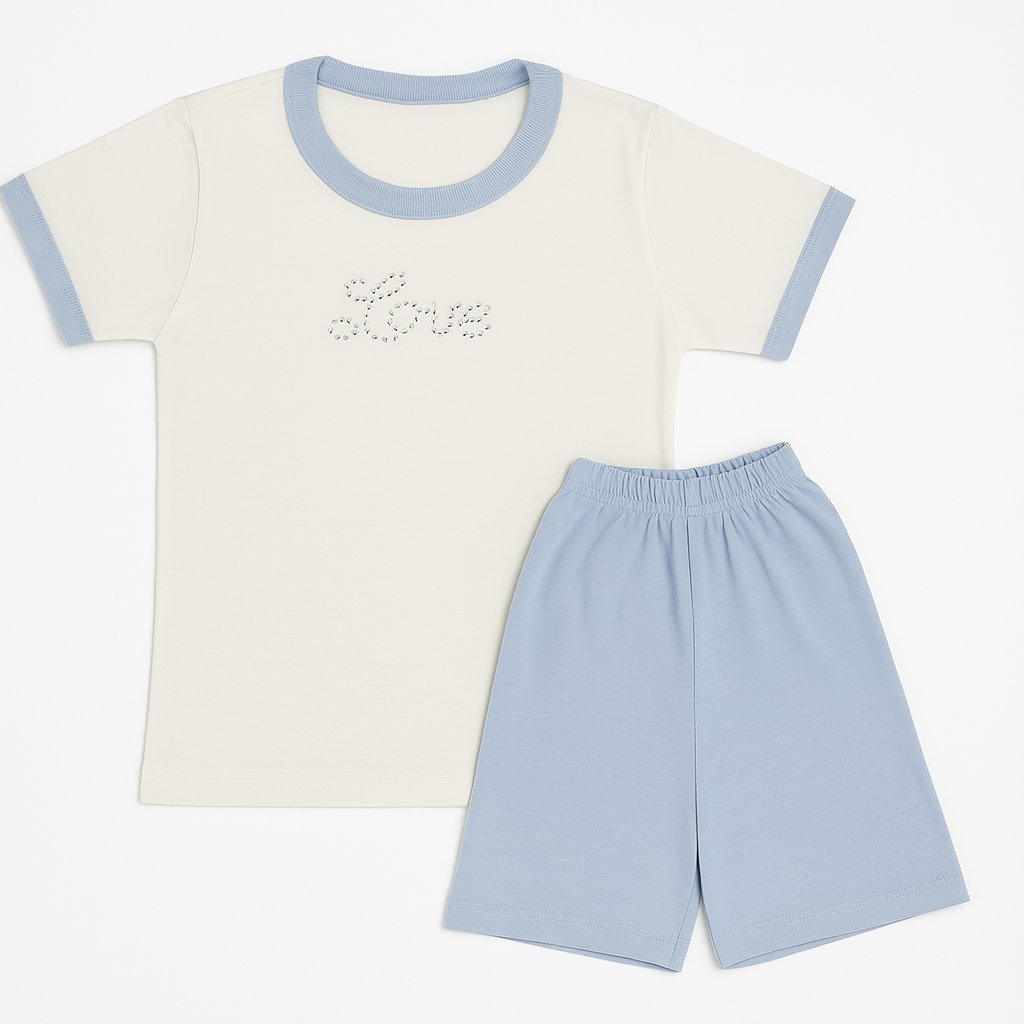 Pijama Verano Remera Manga Corta y Short con Tachas Love