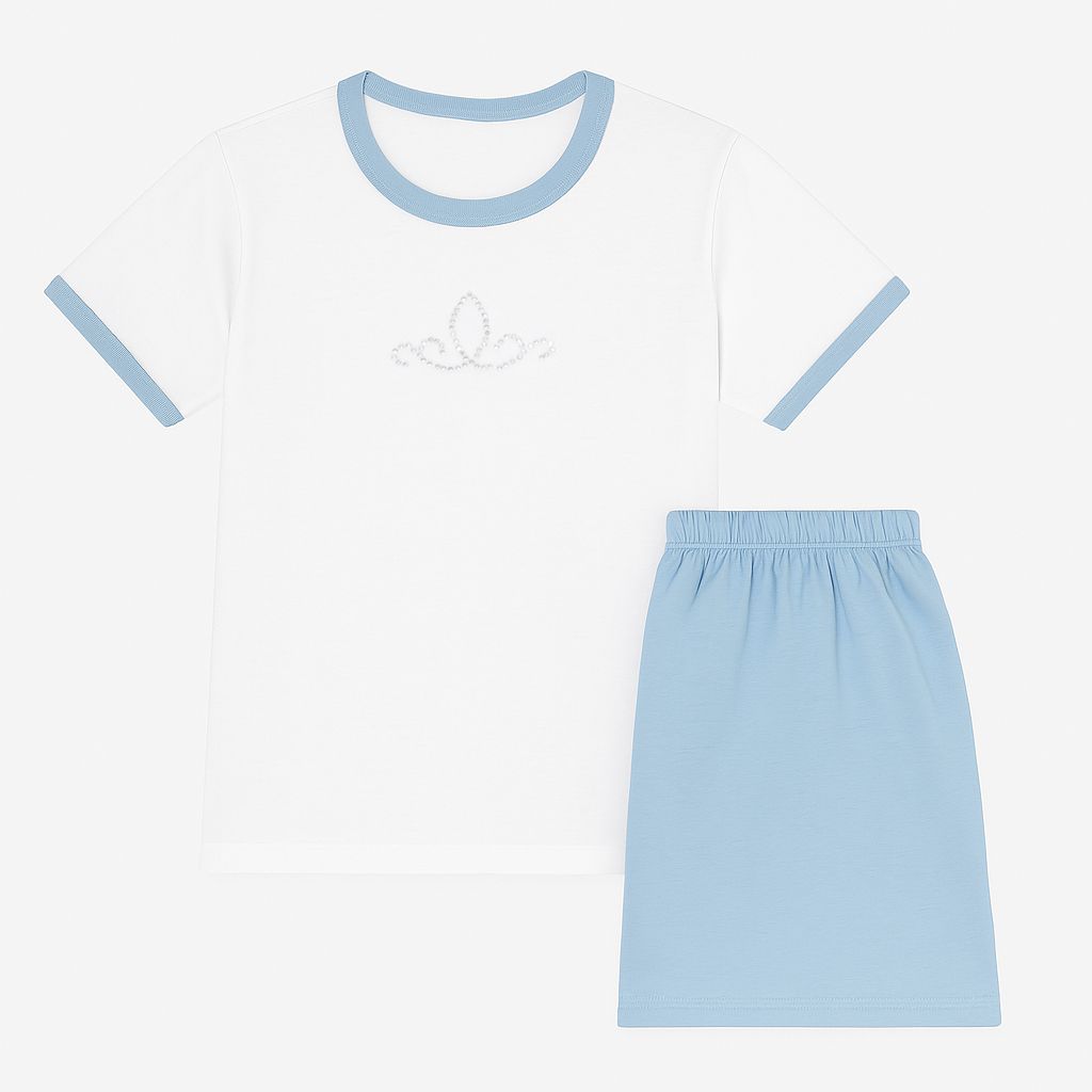 Pijama Verano Remera Manga Corta y Short con Tachas