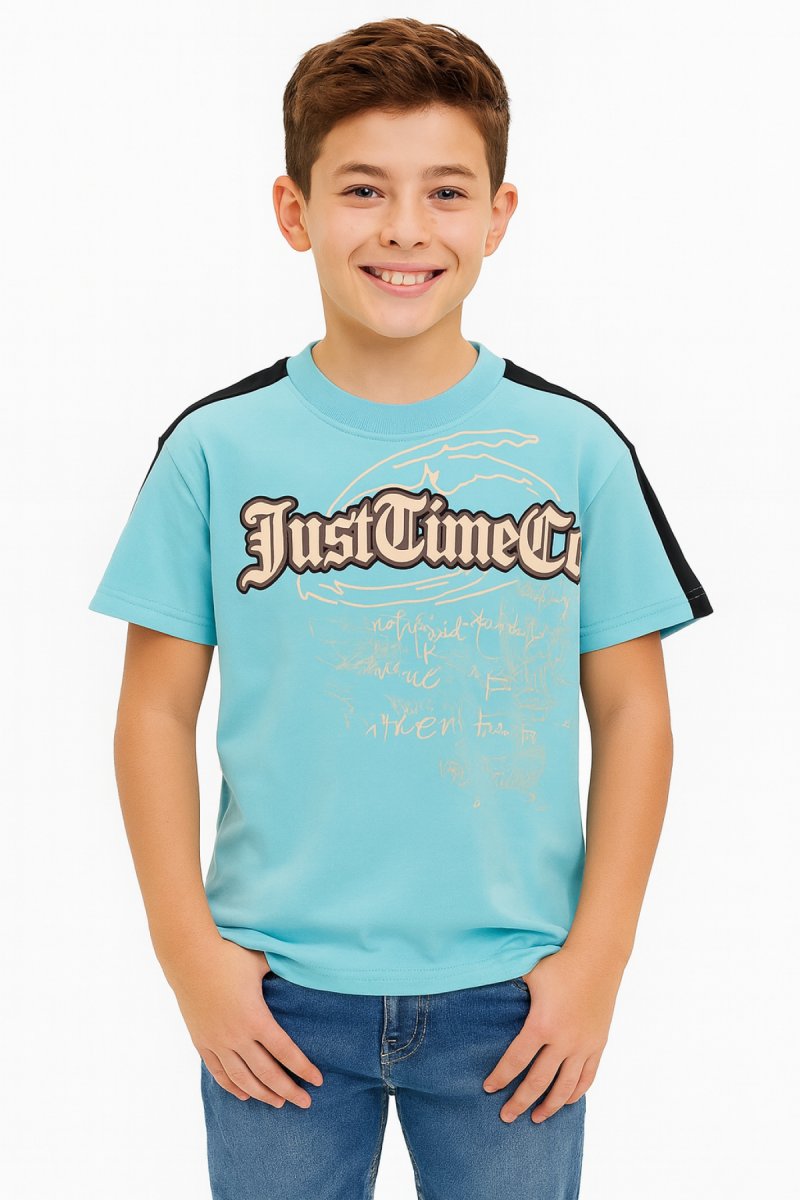 Remera Manga Corta Combinada Estampada