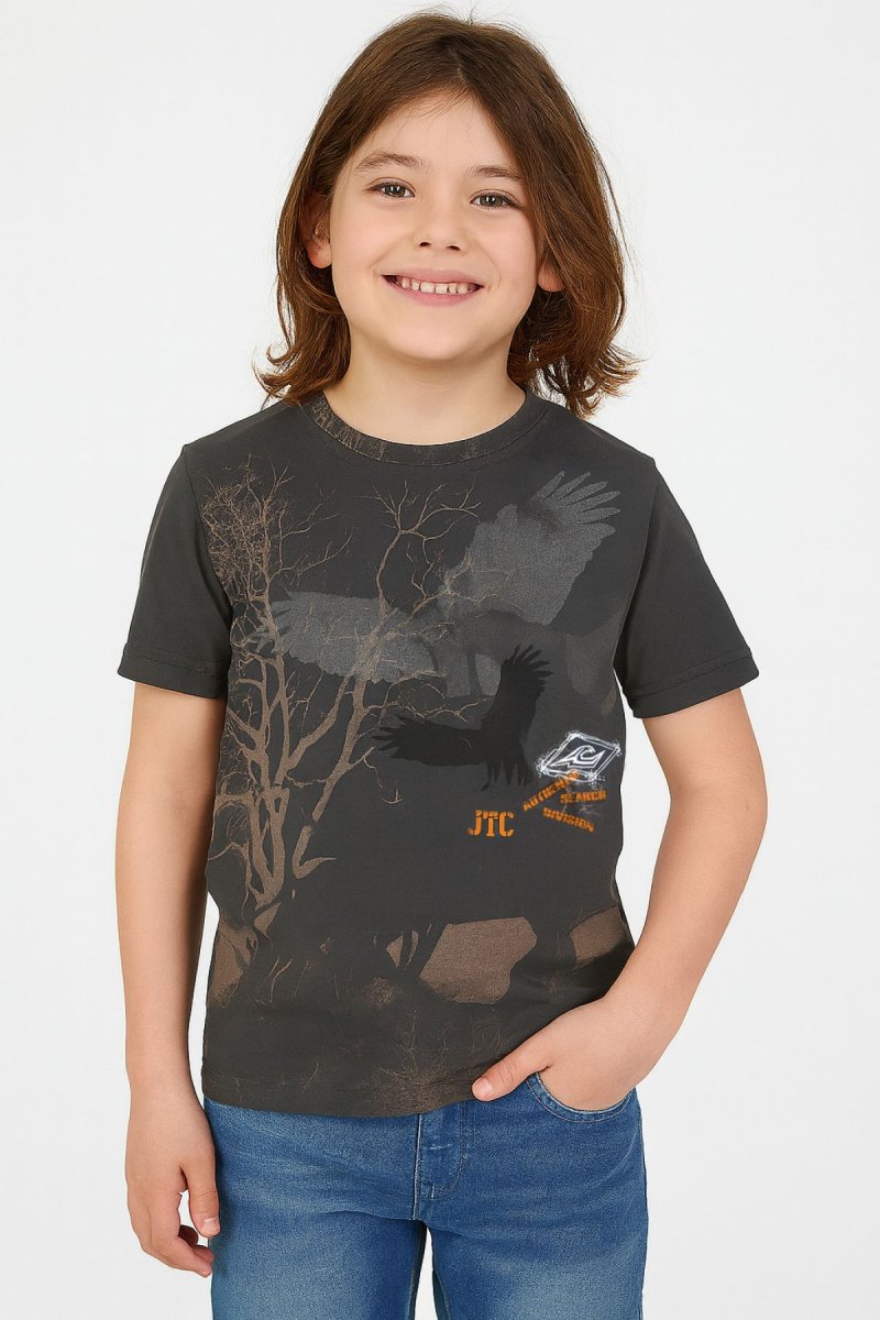 Remera Manga Corta Estampado Ramas y Aguila