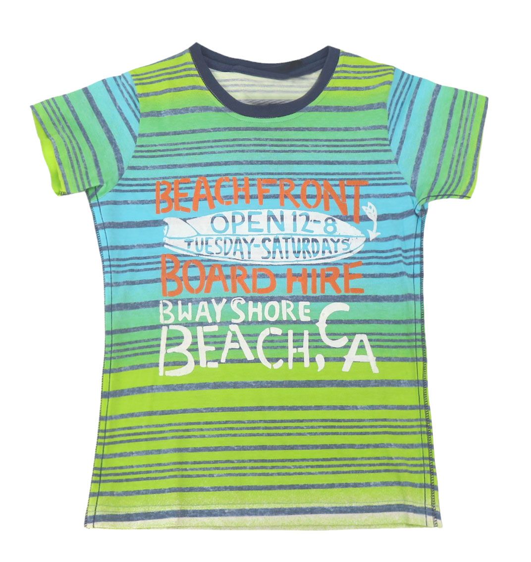 Remera Manga Corta Estampada Rayada