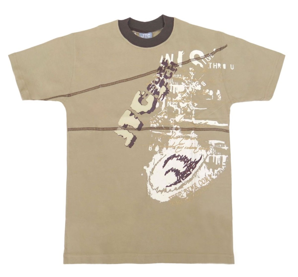 Remera Manga Corta Estampado con Costuras