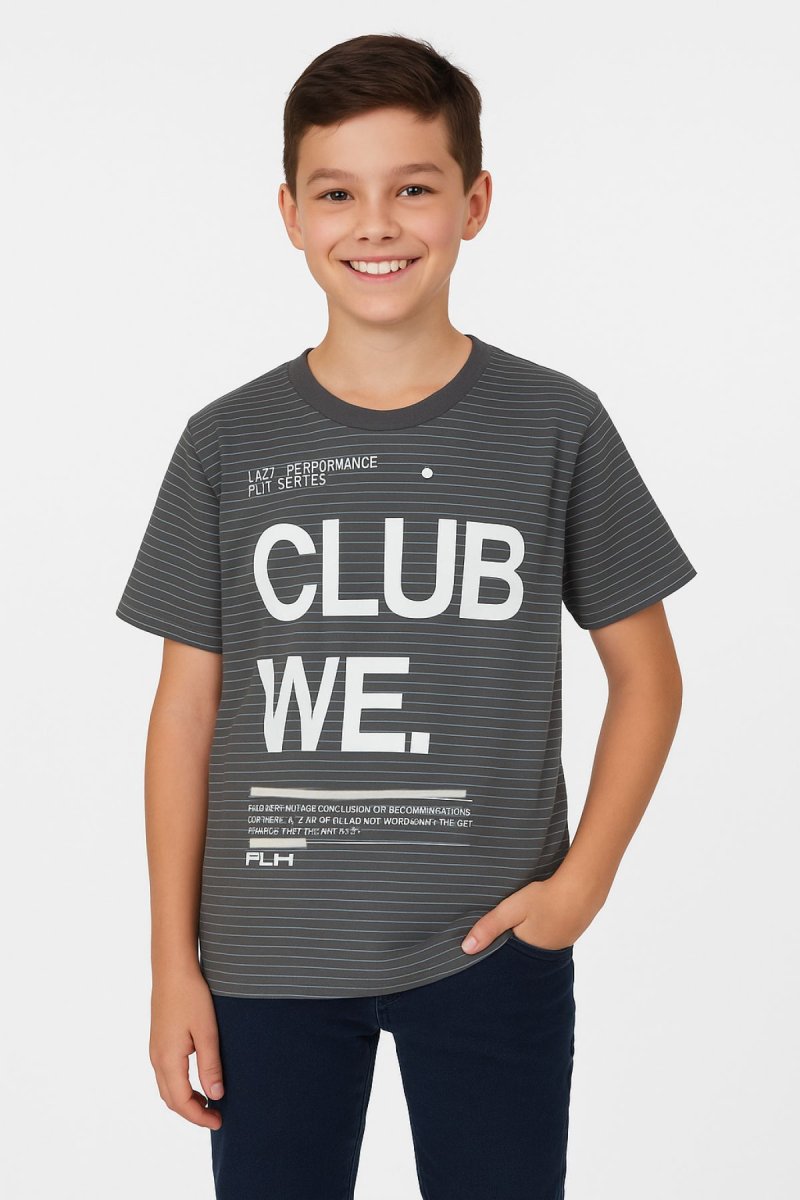 Remera Manga Corta Estampado Rayado Club