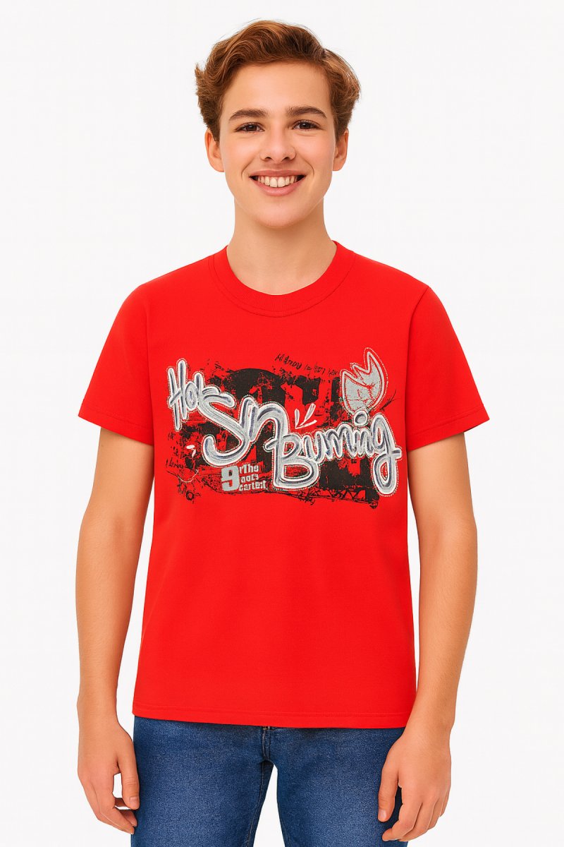 Remera Manga Corta Estampado Hot Sun Burning