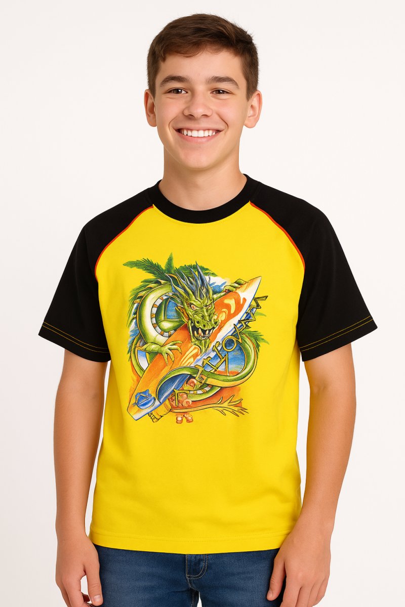 Remera Manga Corta Estampado Dragon