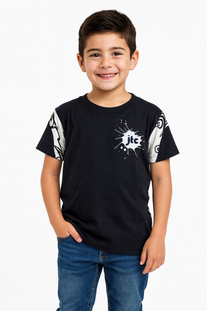 Remera Manga Corta Estampado en Espalda Tipo Grafitti