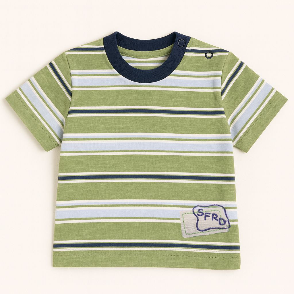 Remera Manga Corta Estampado Rayado